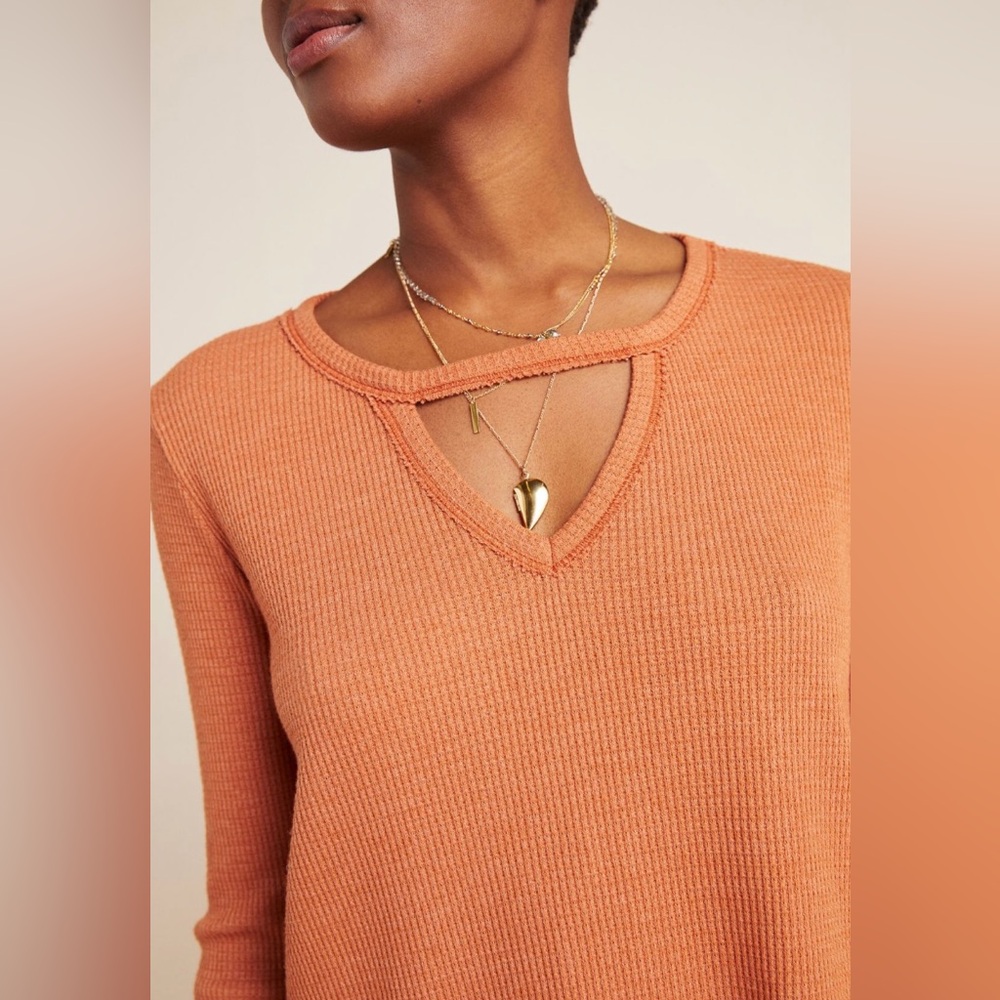 ANTHROPOLOGIE T. La Nadia Cut-Out Waffle Tunic - Picture 5 of 12